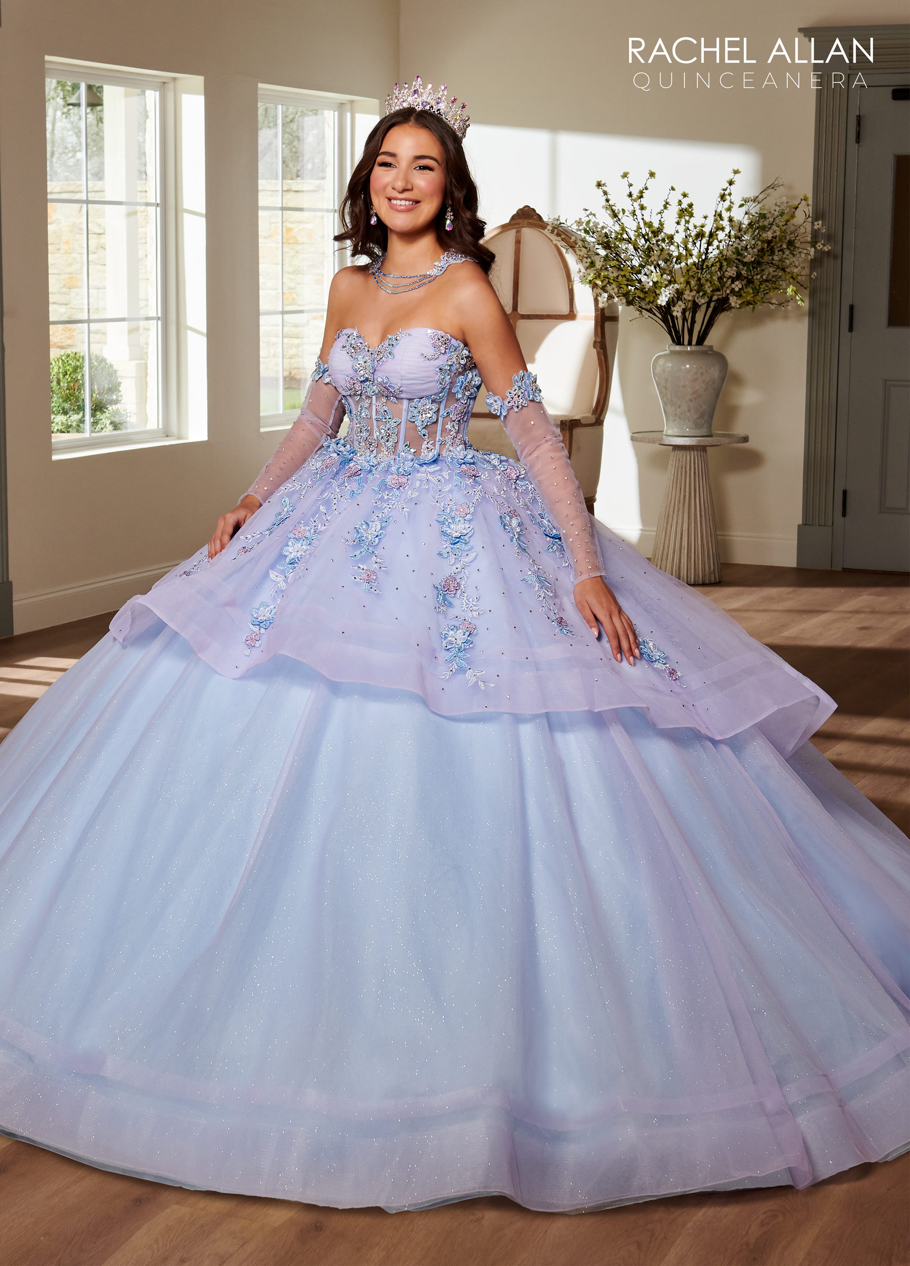 Strapless Sweetheart Glitter Tulle Quinceanera Ball Gown #RQ3119