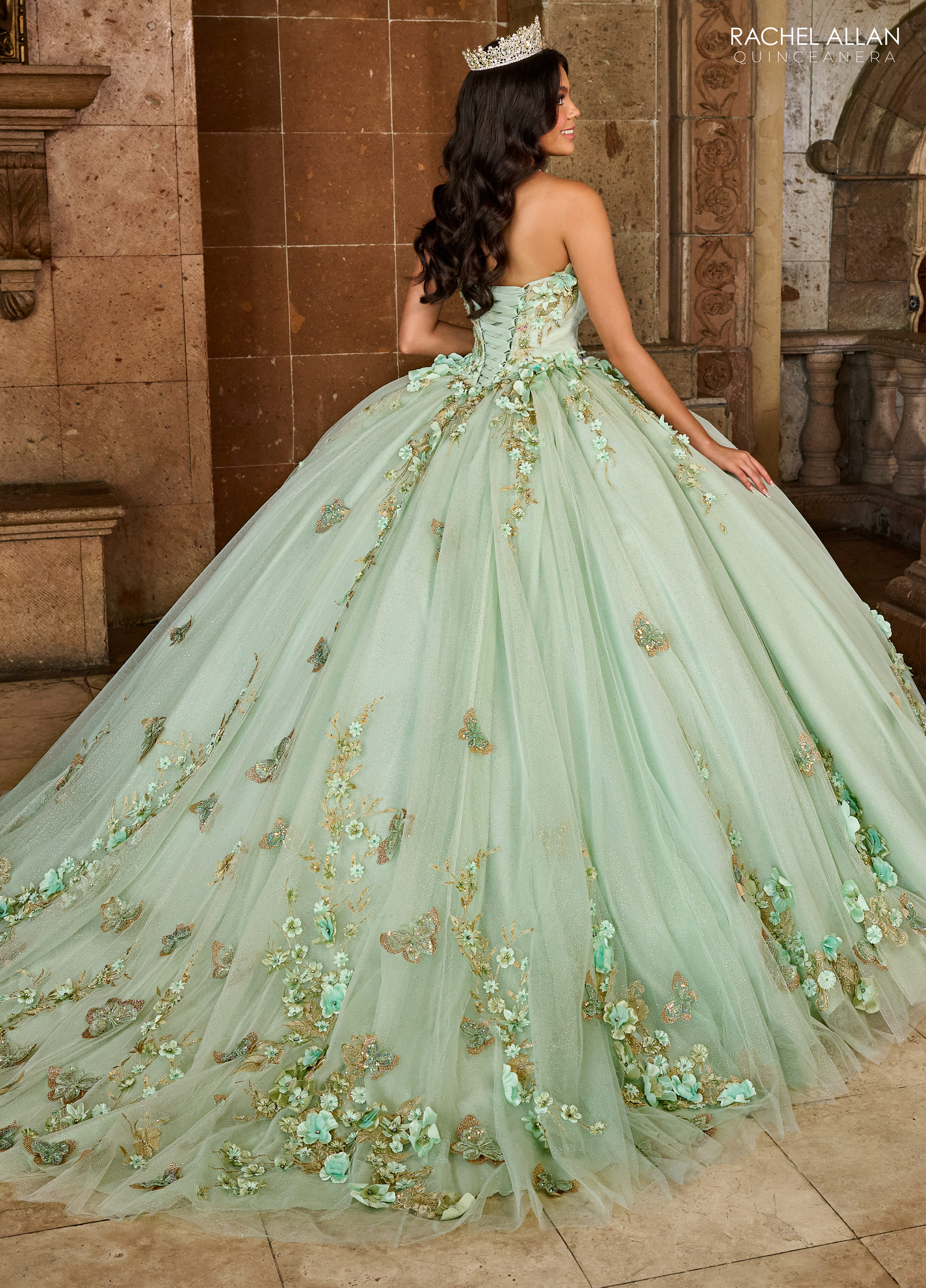  Sparkles Ombre Tulle ballgown Applique Beading Quinceanera Gowns #RQ3125
