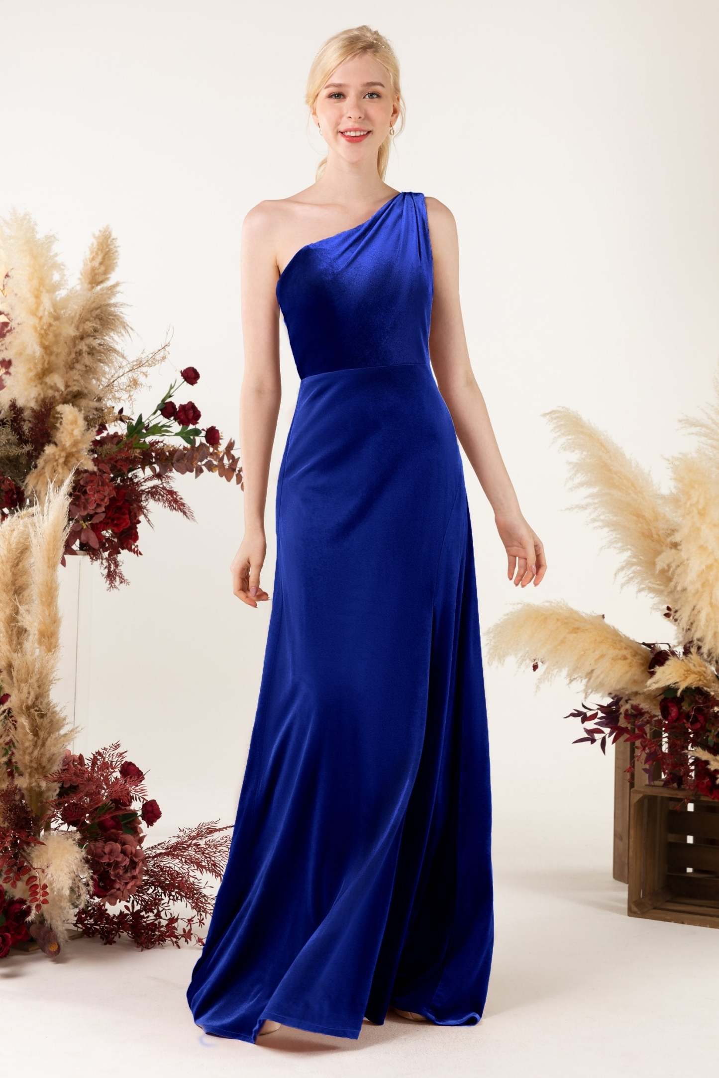Sheath Sweep-Brush Train Velvet Bridesmaid Dress Formal Dresses CB0537