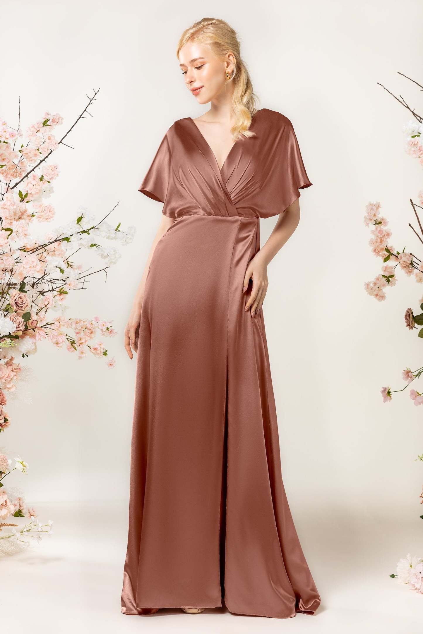 Sheath Sweep Acetate Satin Bridesmaid Dress Formal Dresses CB0505