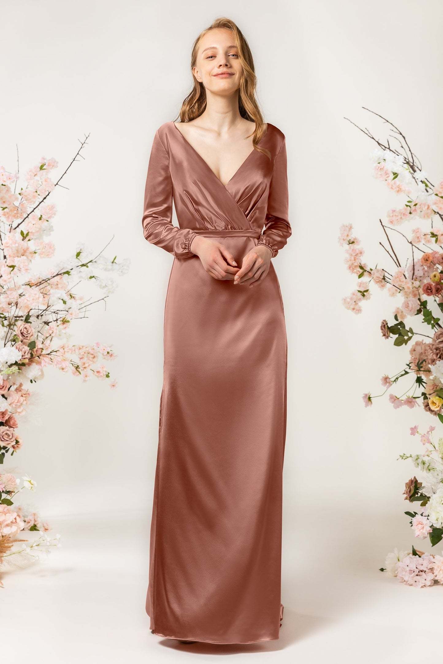 Sheath Sweep Acetate Satin Bridesmaid Dress Formal Dresses CB0506
