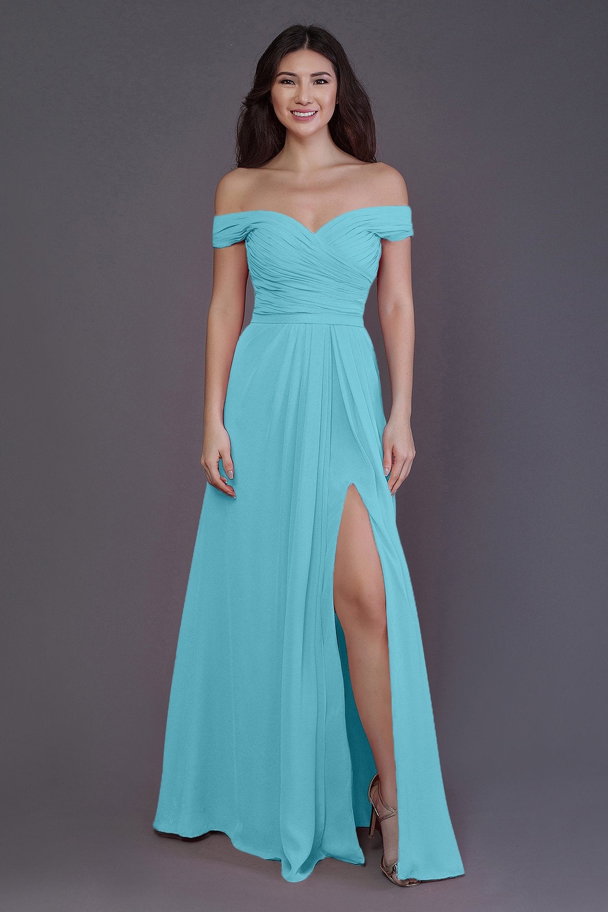 Sheath-Column Floor Length Chiffon Bridesmaid Dress PR3536