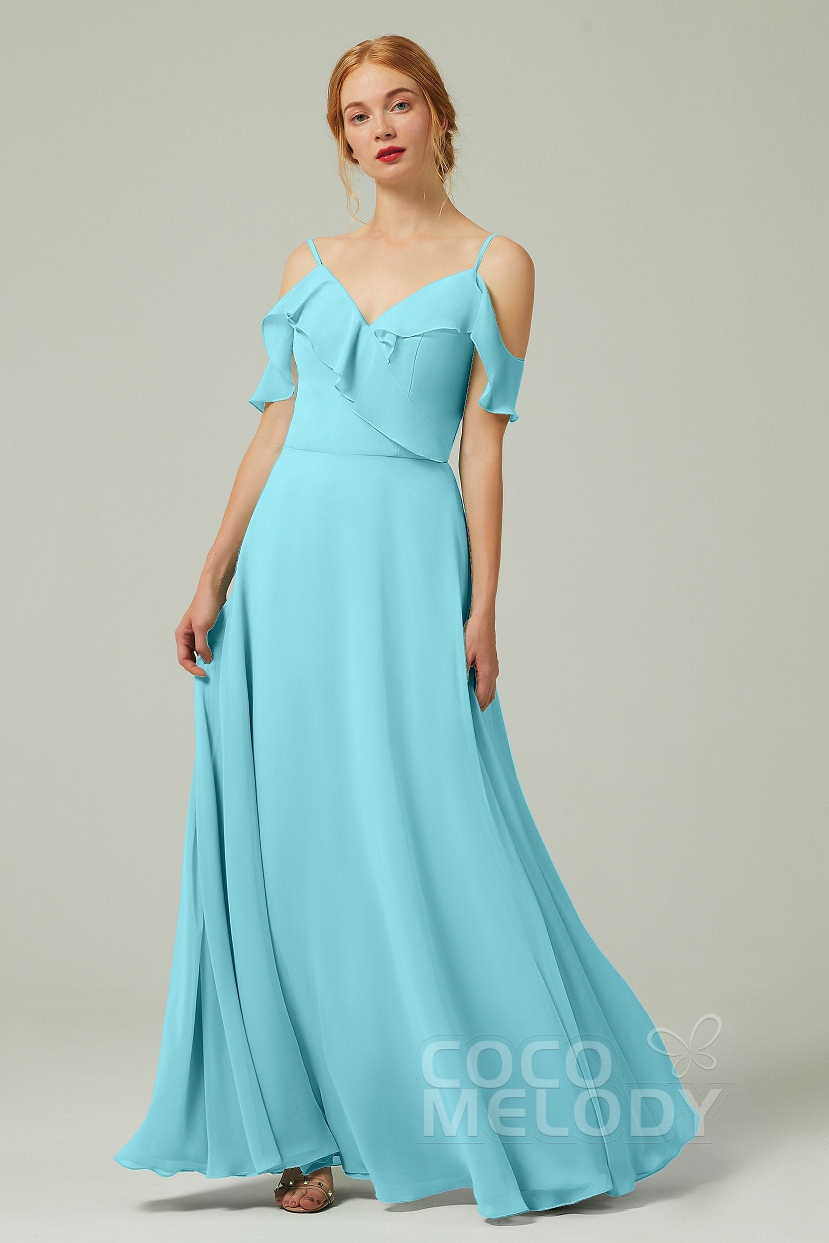 A-Line Floor Length Chiffon Bridesmaid Dress CB0326