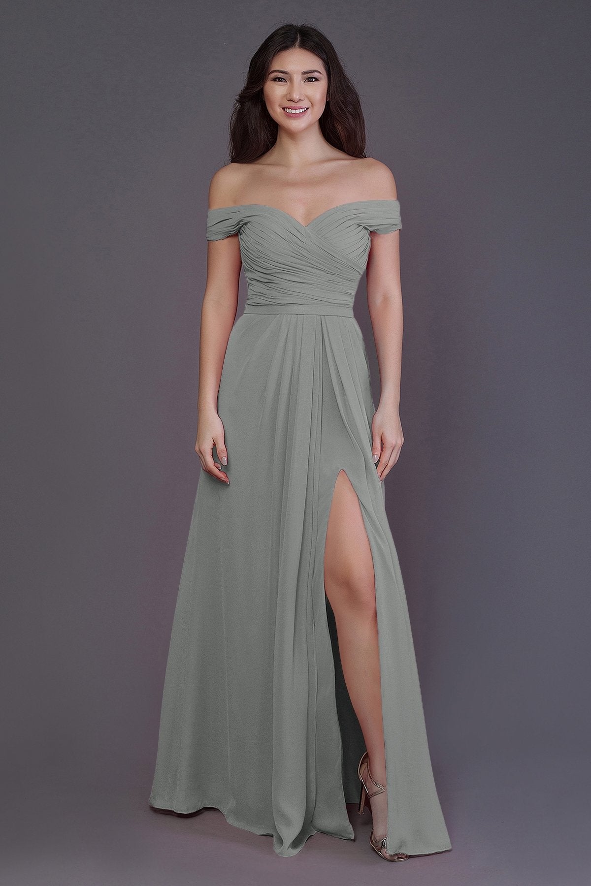 Sheath-Column Floor Length Chiffon Bridesmaid Dress PR3536