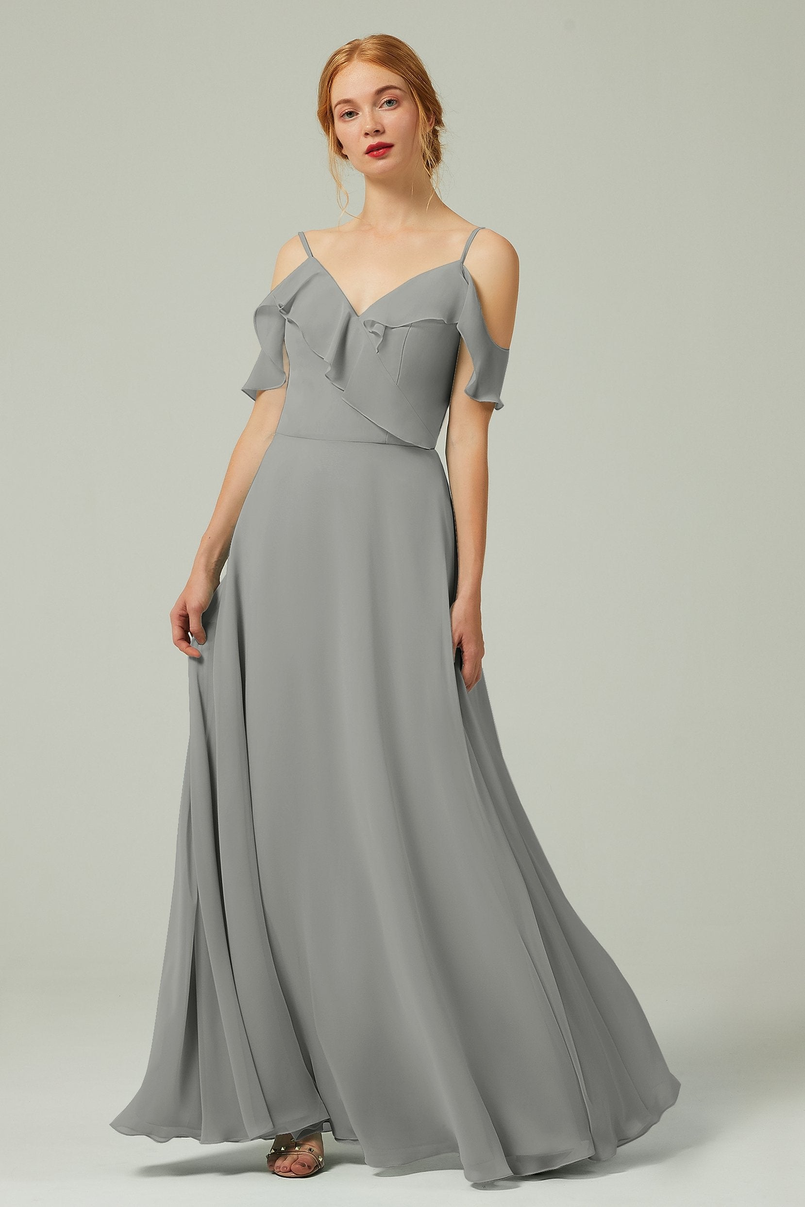 A-Line Floor Length Chiffon Bridesmaid Dress CB0326