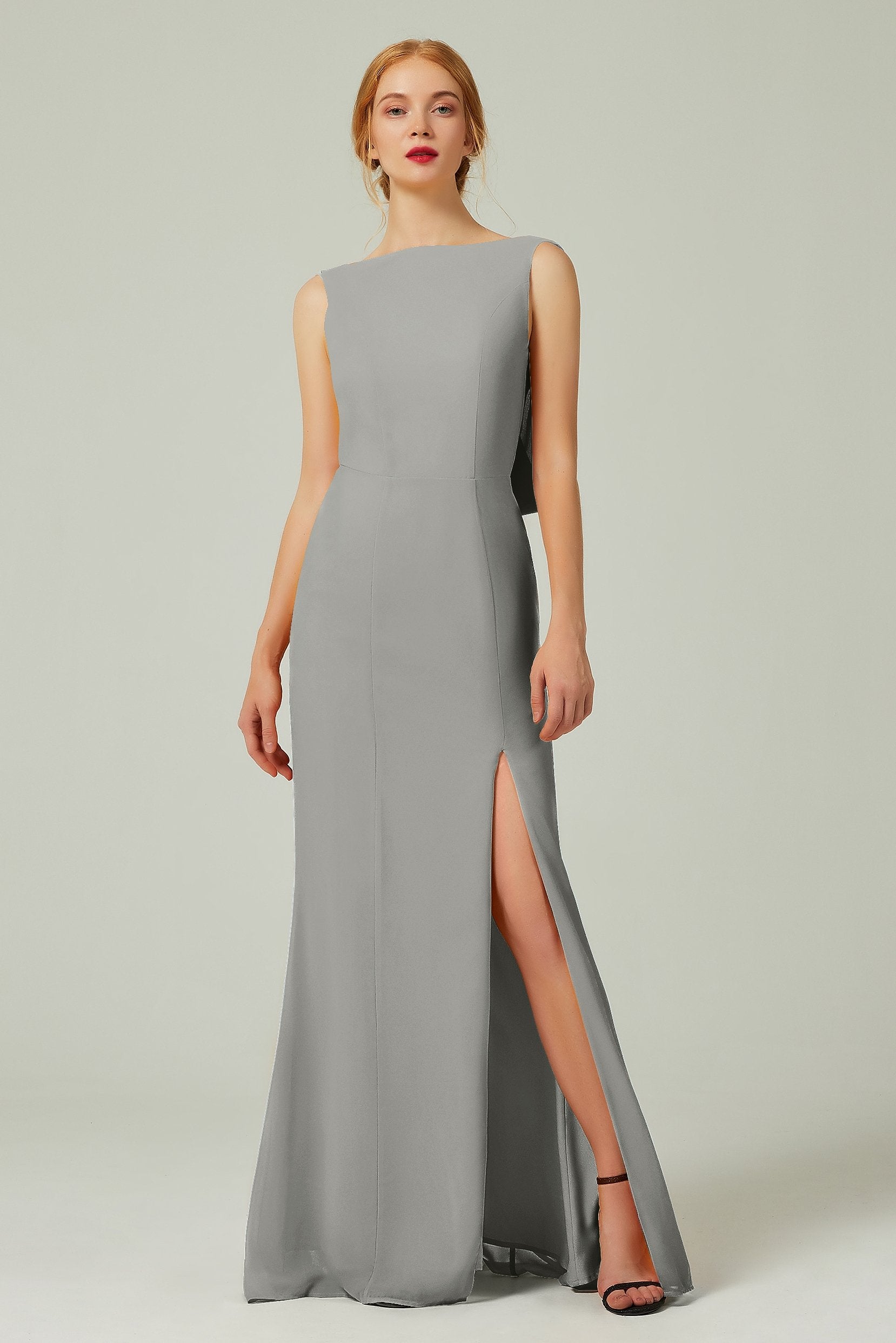 Sheath-Column Sweep-Brush Chiffon Bridesmaid Dress Formal Dresses CB0310