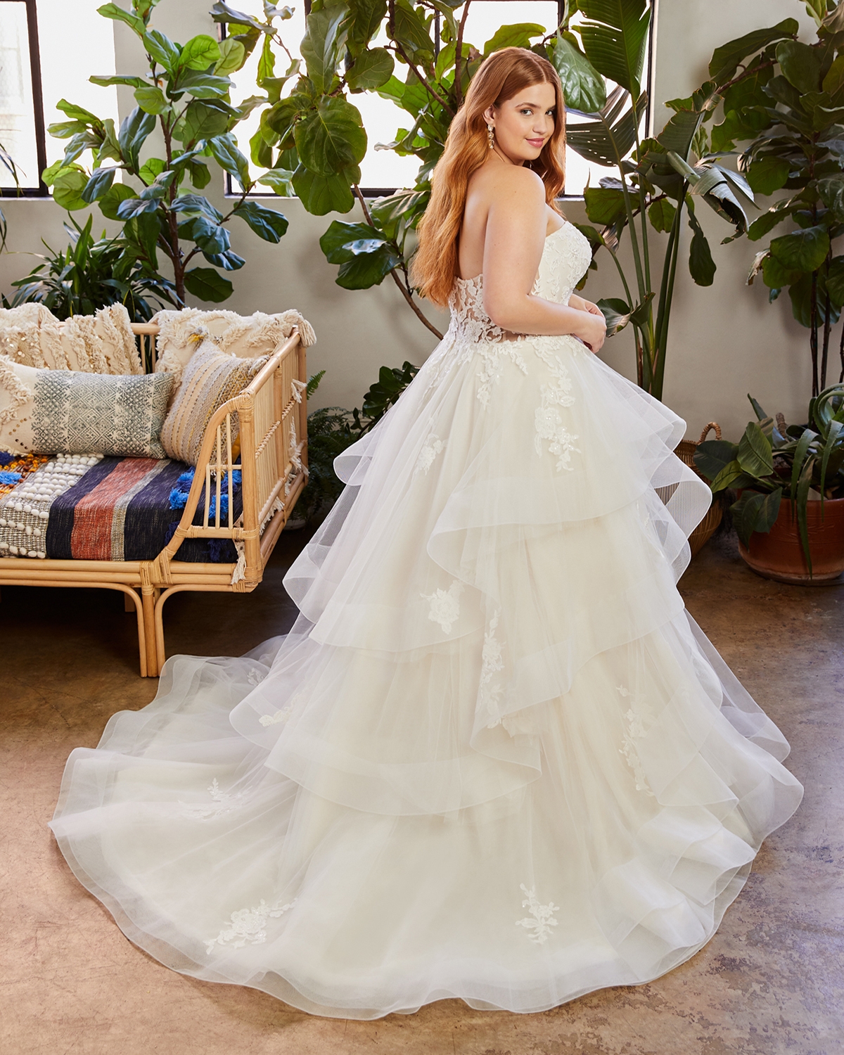 Subtly Layers Upon Layers Strapless Sweetheart Floral Lace Wedding Dress #BL323