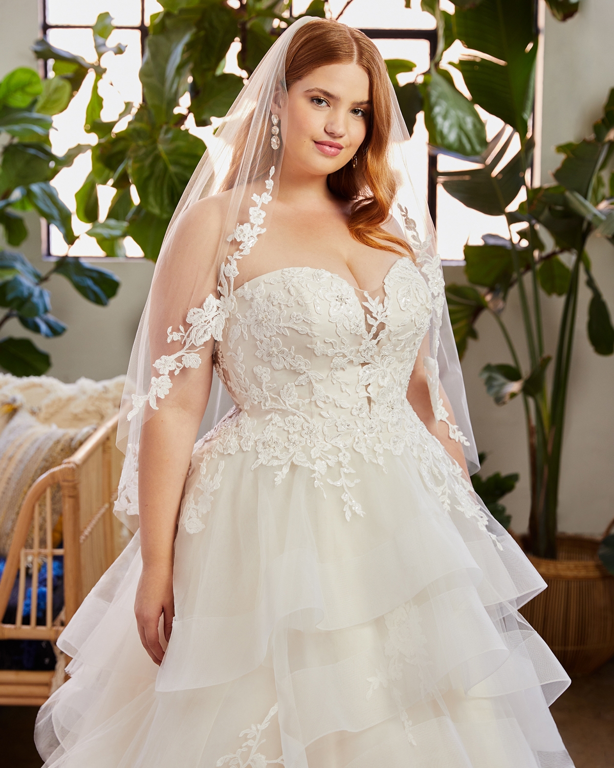 Subtly Layers Upon Layers Strapless Sweetheart Floral Lace Wedding Dress #BL323