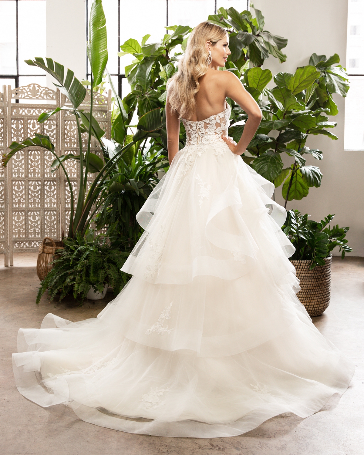 Subtly Layers Upon Layers Strapless Sweetheart Floral Lace Wedding Dress #BL323