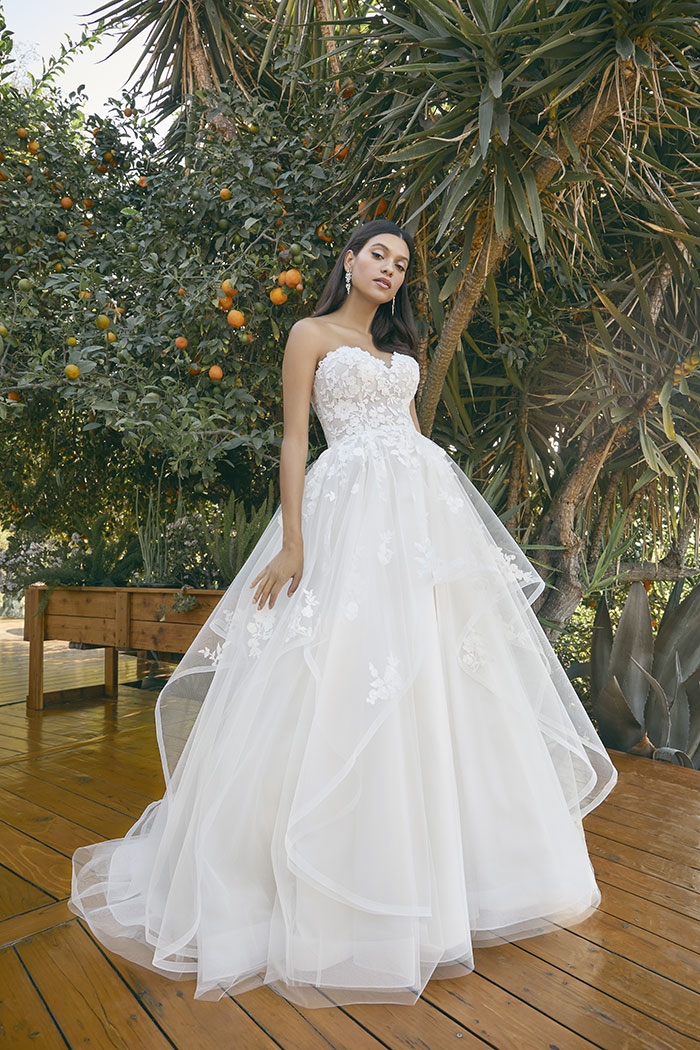 A-Line Sweetheart Strapless Sequins Floral Lace Wedding Dress #BL391