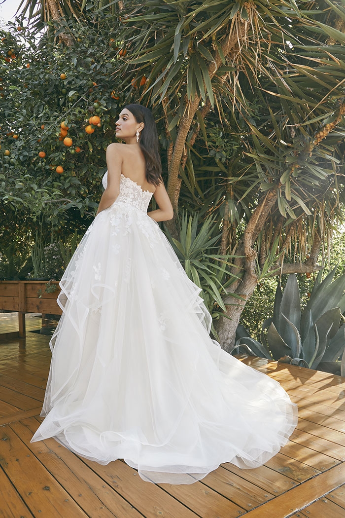 A-Line Sweetheart Strapless Sequins Floral Lace Wedding Dress #BL391