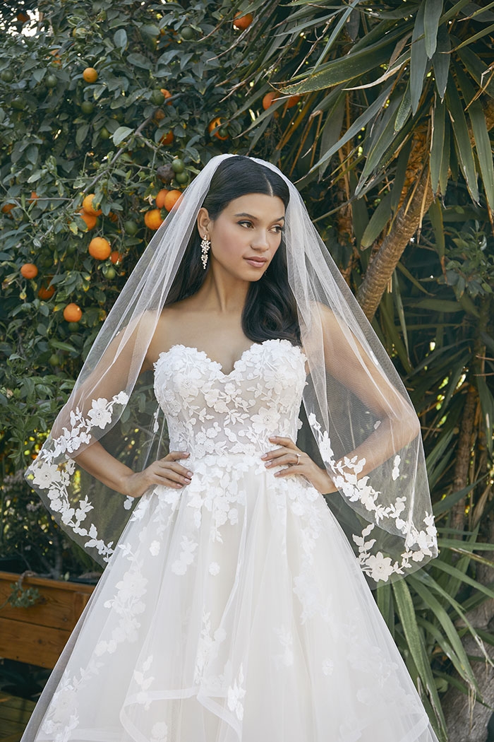 A-Line Sweetheart Strapless Sequins Floral Lace Wedding Dress #BL391