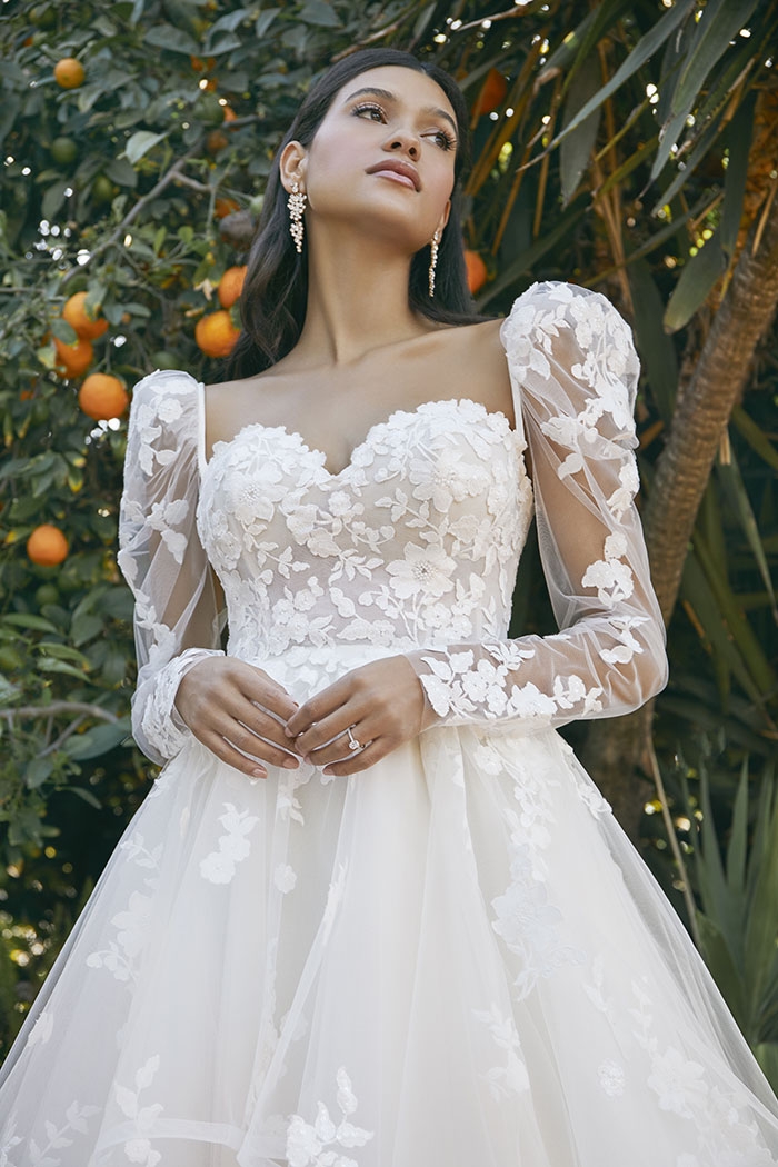 A-Line Sweetheart Strapless Sequins Floral Lace Wedding Dress #BL391