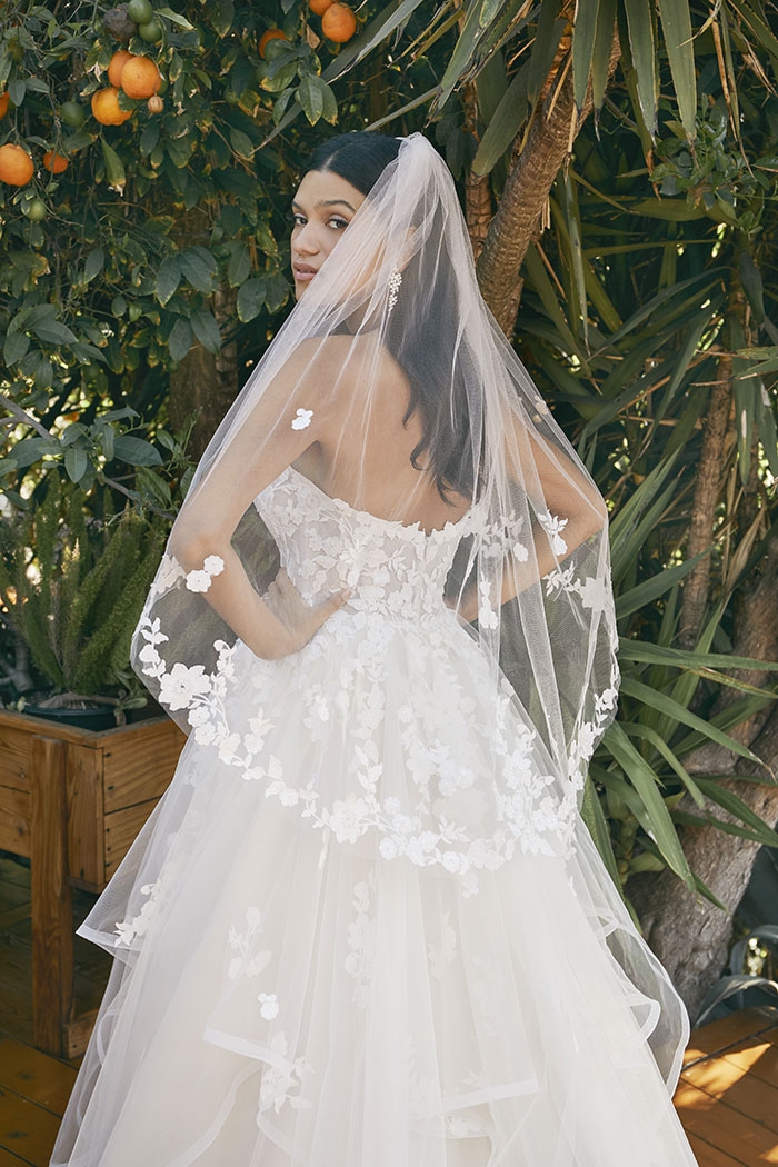 A-Line Sweetheart Strapless Sequins Floral Lace Wedding Dress #BL391