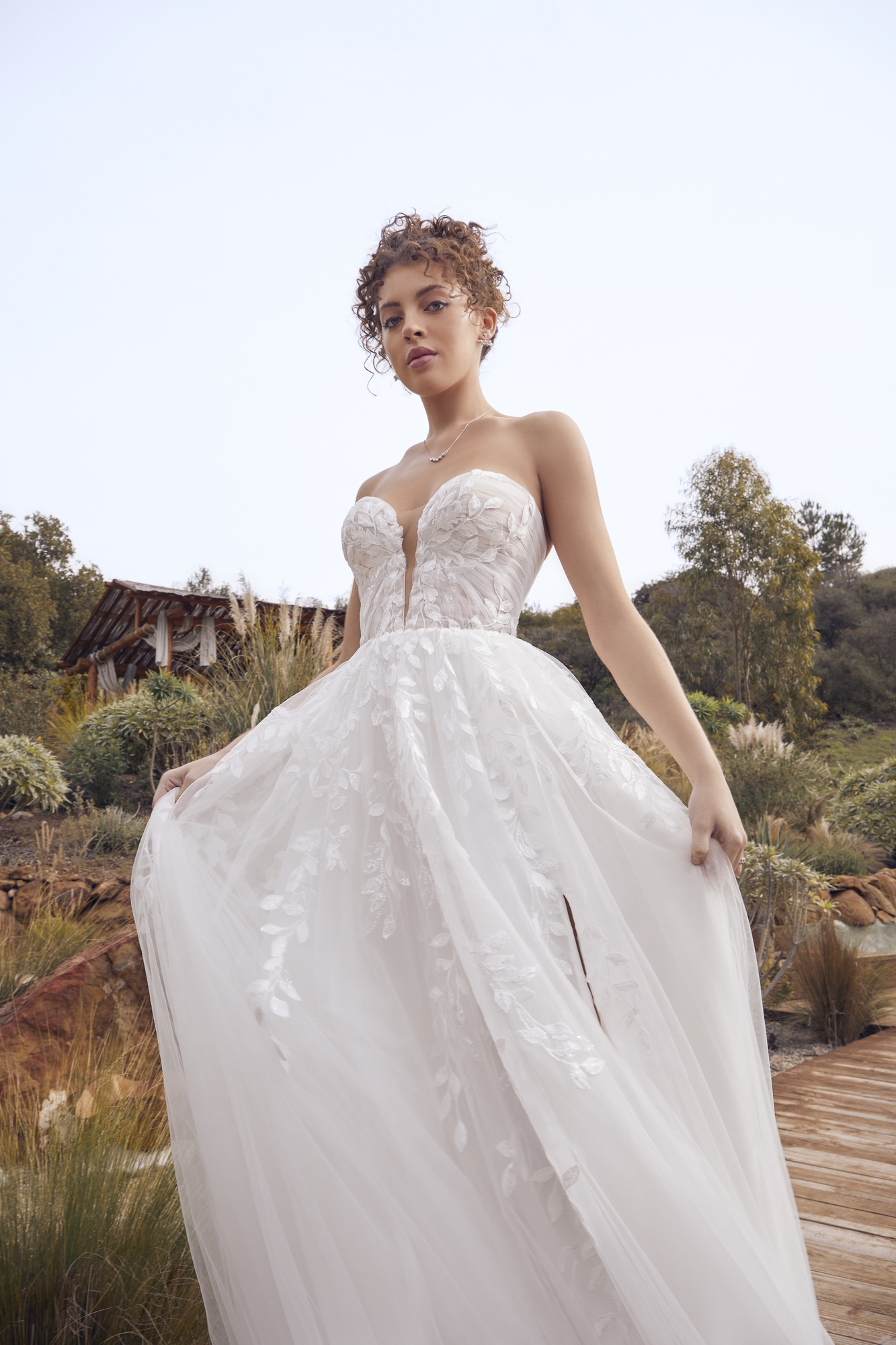 Elegance  A-Line Plunge V-neck Wedding Dress #BL415