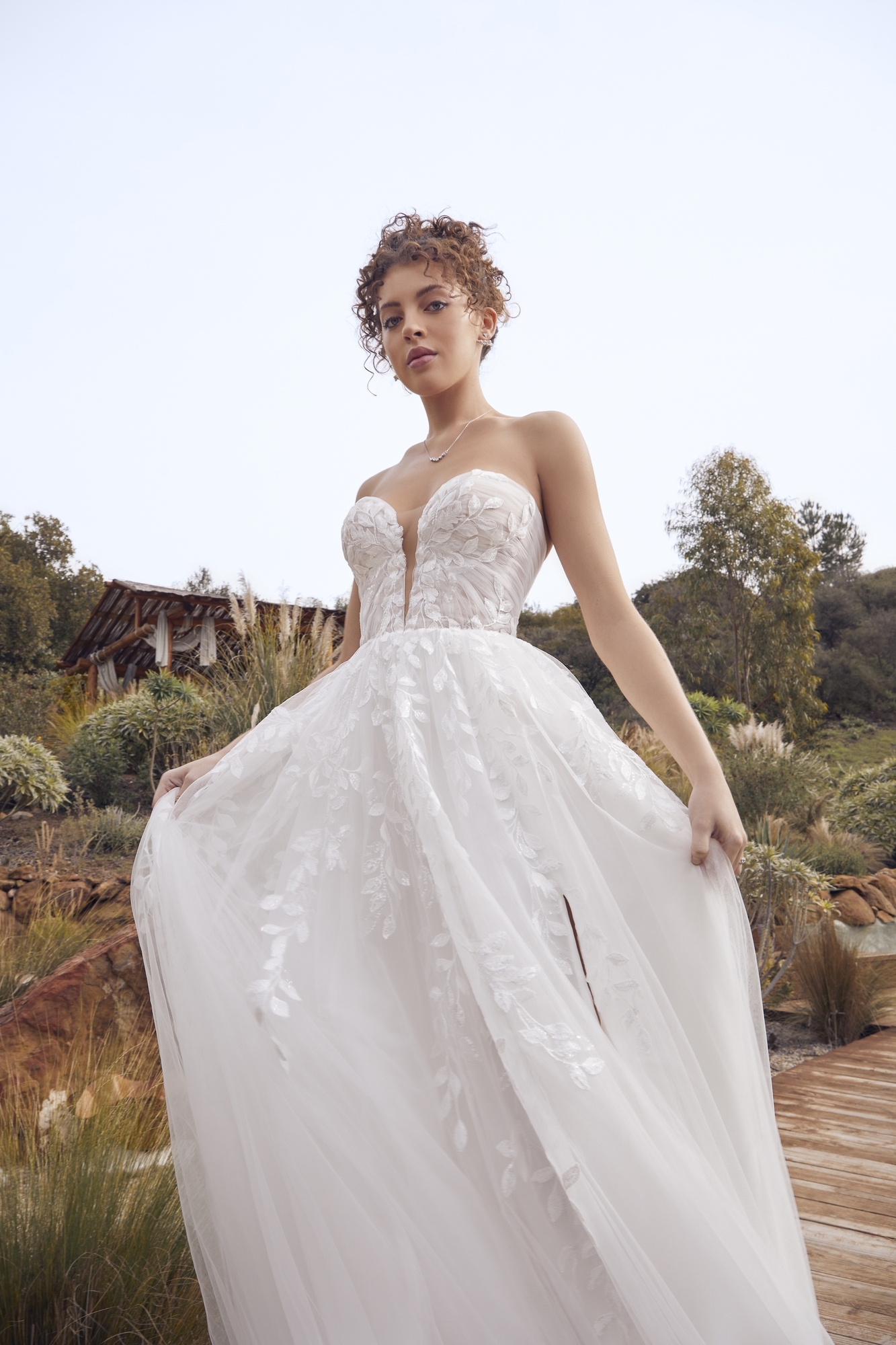 Elegance  A-Line Plunge V-neck Wedding Dress #BL415