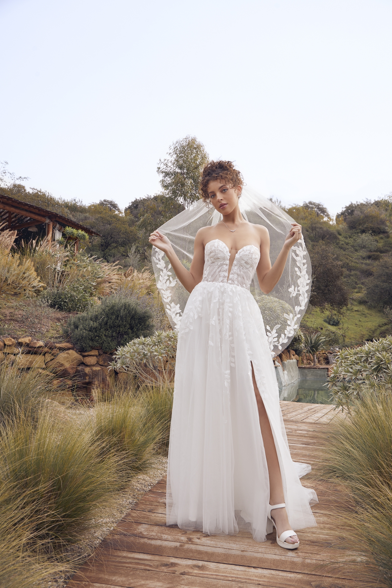 Elegance  A-Line Plunge V-neck Wedding Dress #BL415