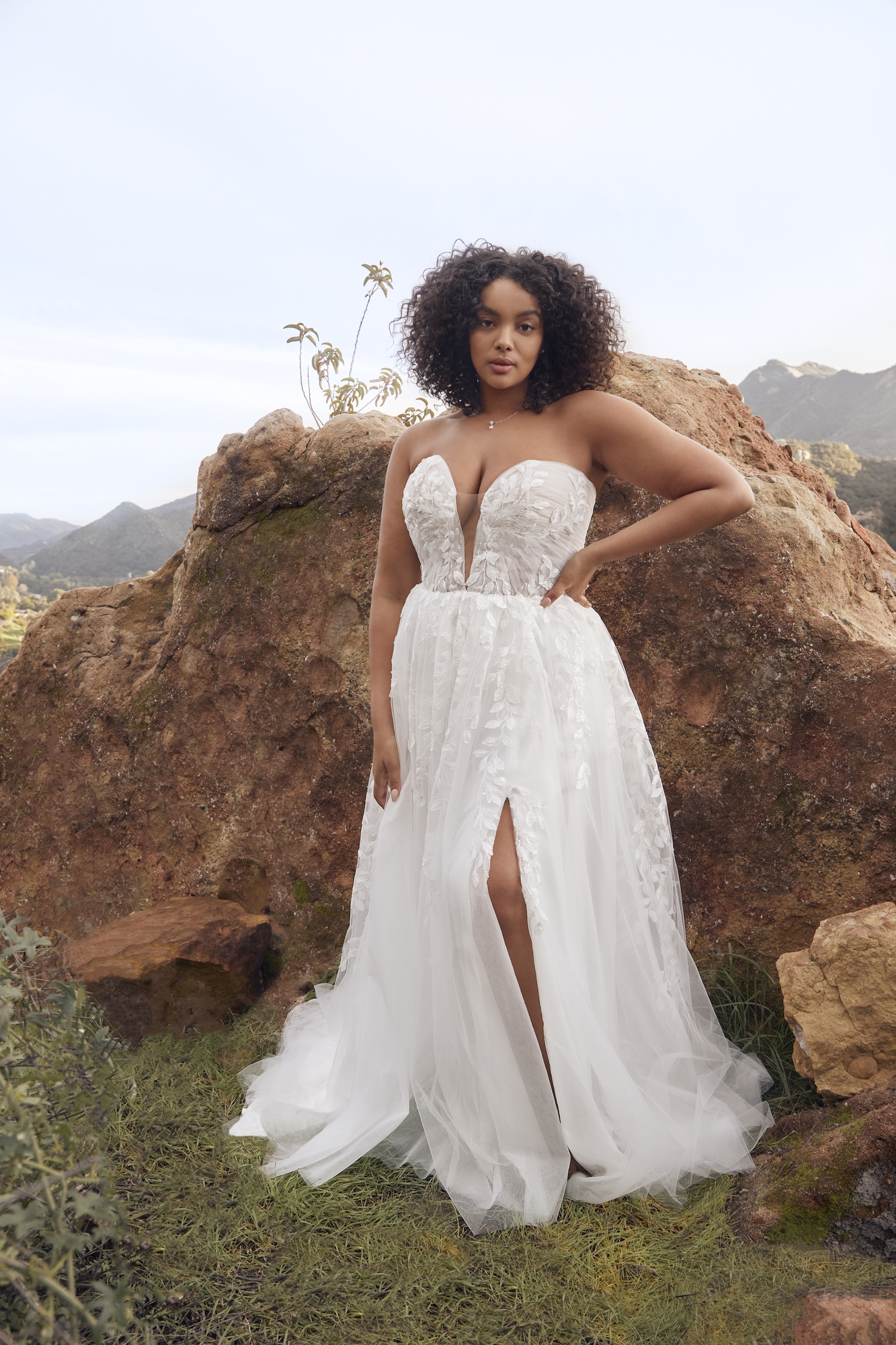Elegance  A-Line Plunge V-neck Wedding Dress #BL415