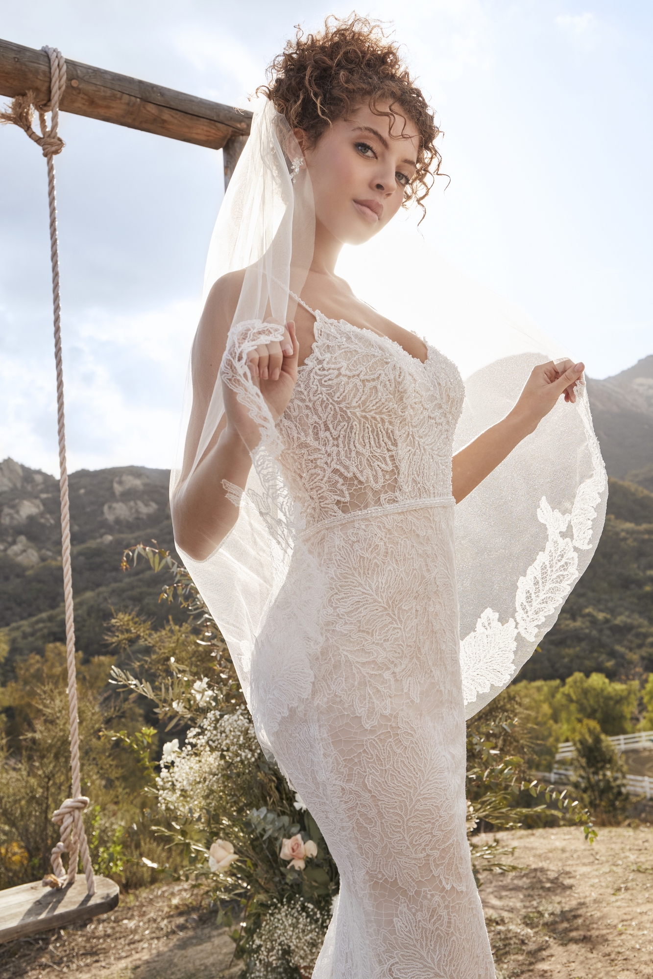 Elegance Fit And Flare V-Neck  Tulle Beaded Alencon Lace Gowns