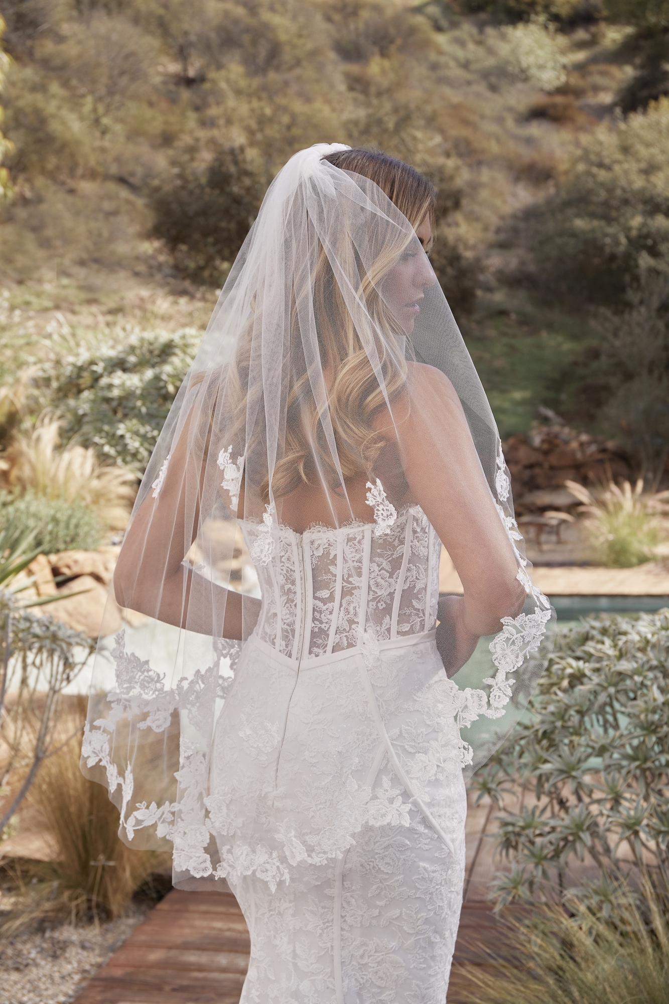 Vintage Fit And Flare Soft French Floral Lace Wedding Dress