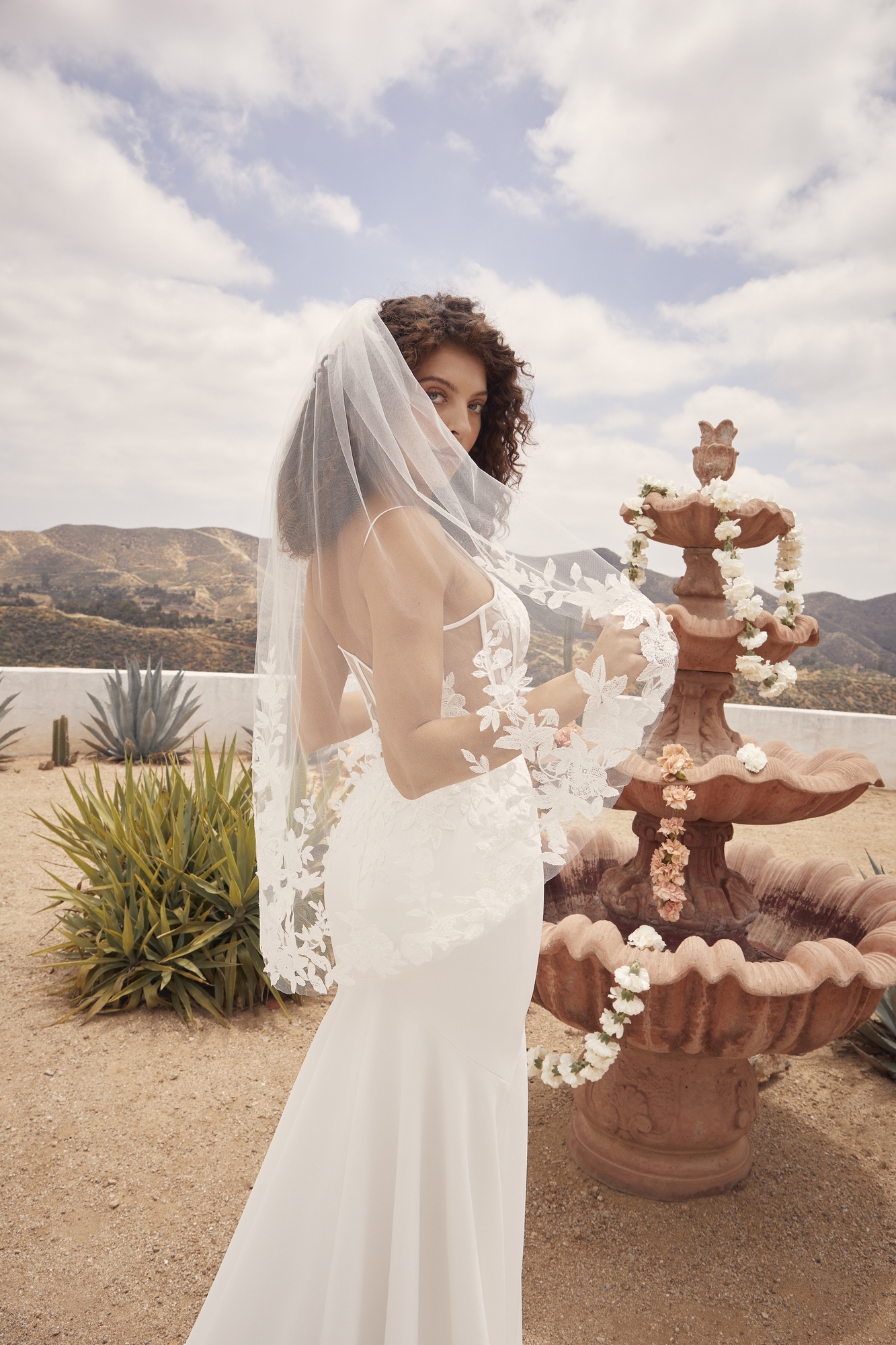 Deep Plunging Neckline Wedding Dress With Sequins Embroidered