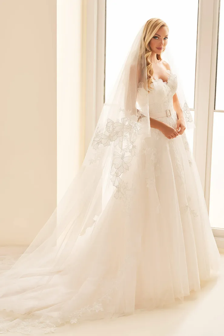 A-Line Sweetheart Lace Appliques Wedding Dress #E535