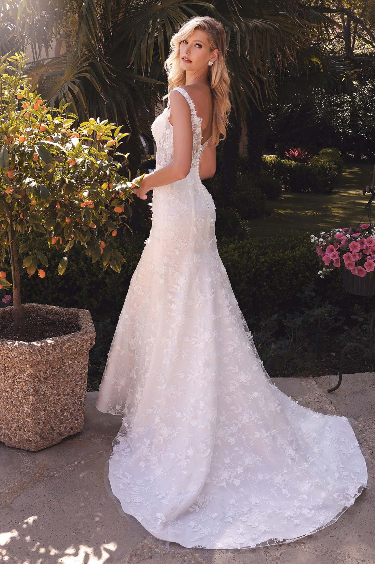 Mermaid Fitted Floral Sweetheart Straps Wedding Gown #TY01