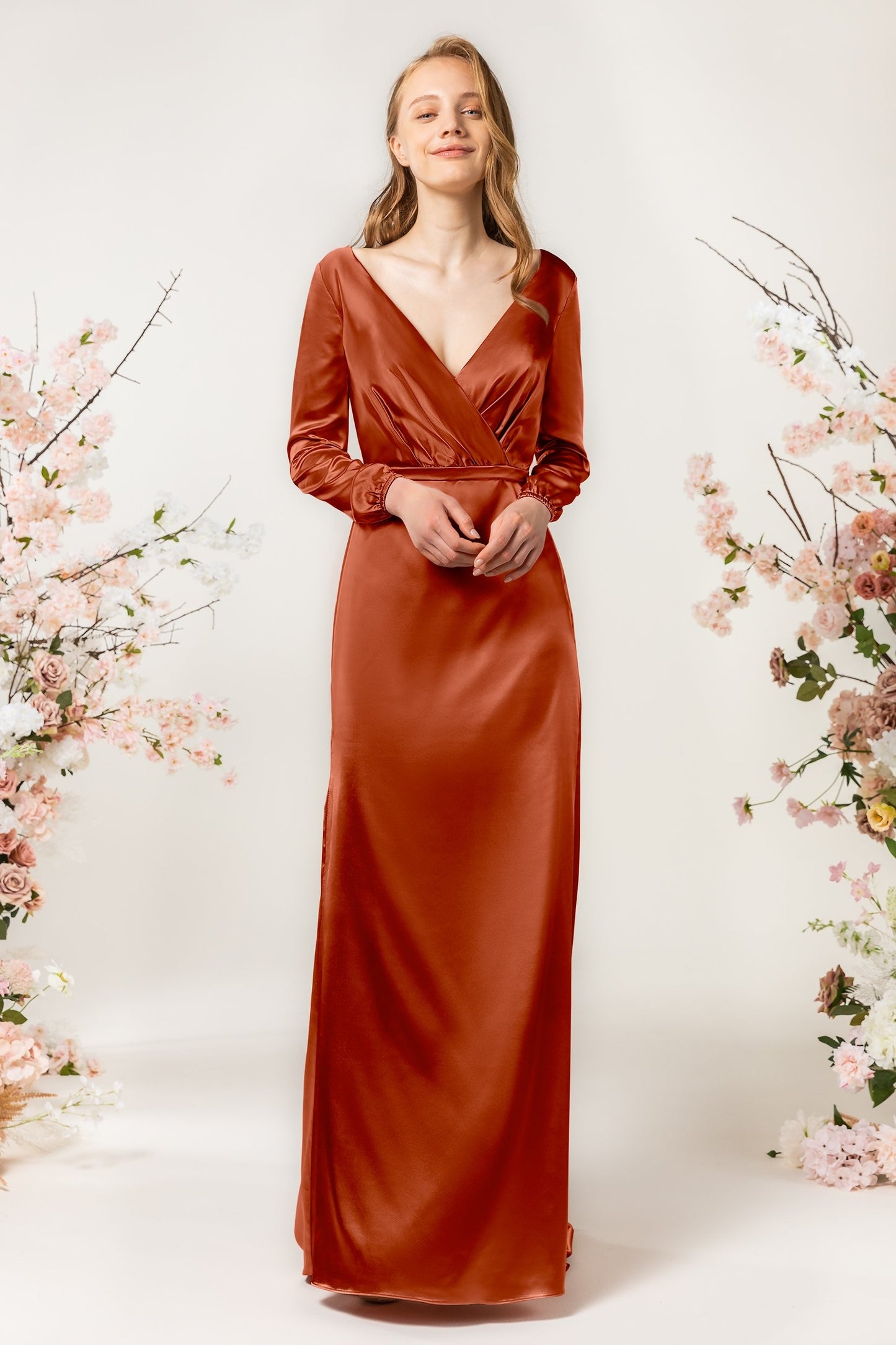 Sheath Sweep Acetate Satin Bridesmaid Dress Formal Dresses CB0506