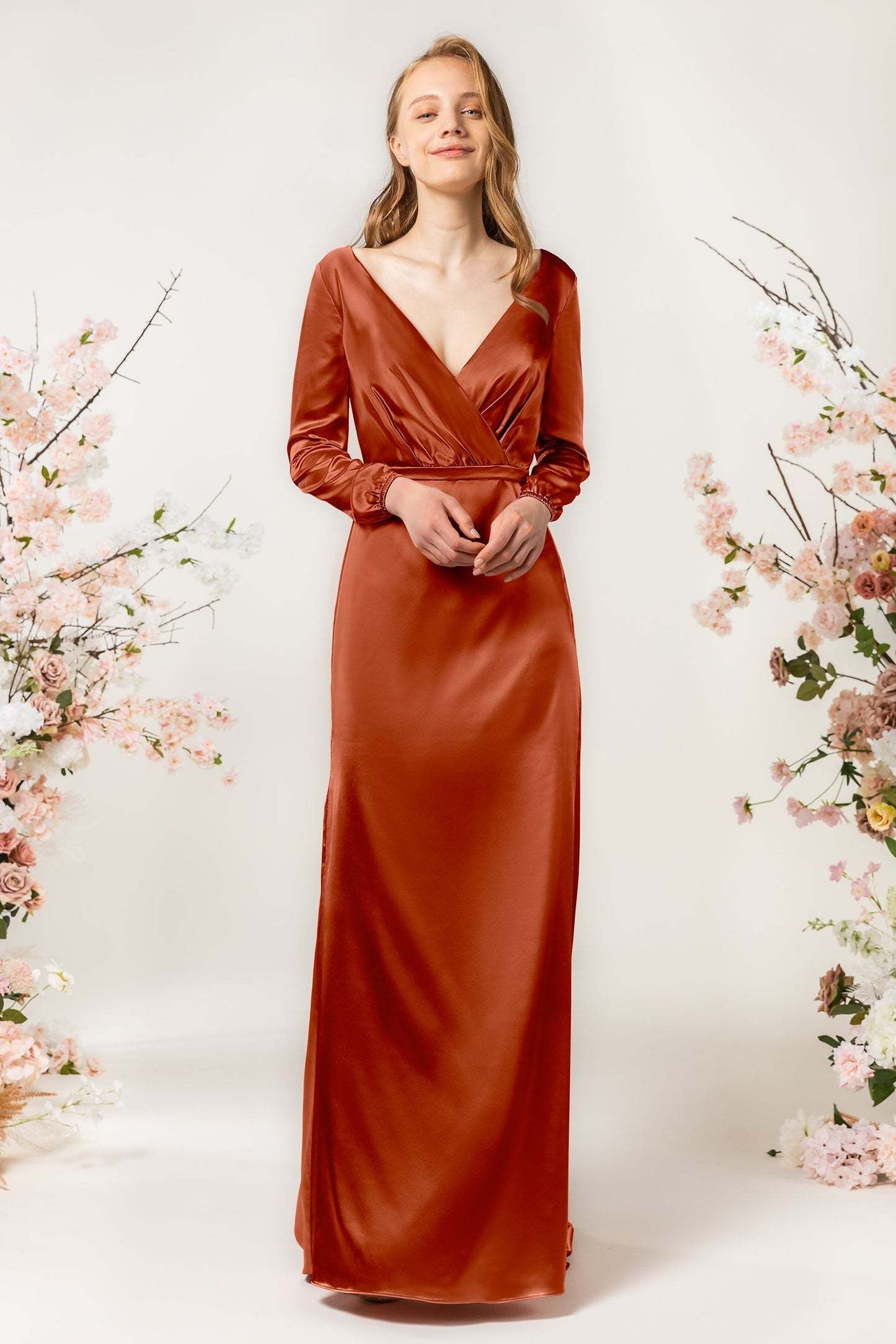Sheath Sweep Acetate Satin Bridesmaid Dress Formal Dresses CB0506