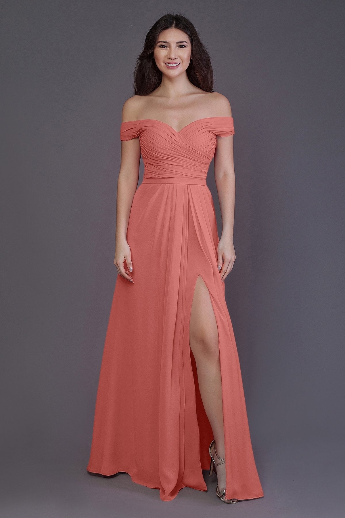Sheath-Column Floor Length Chiffon Bridesmaid Dress PR3536