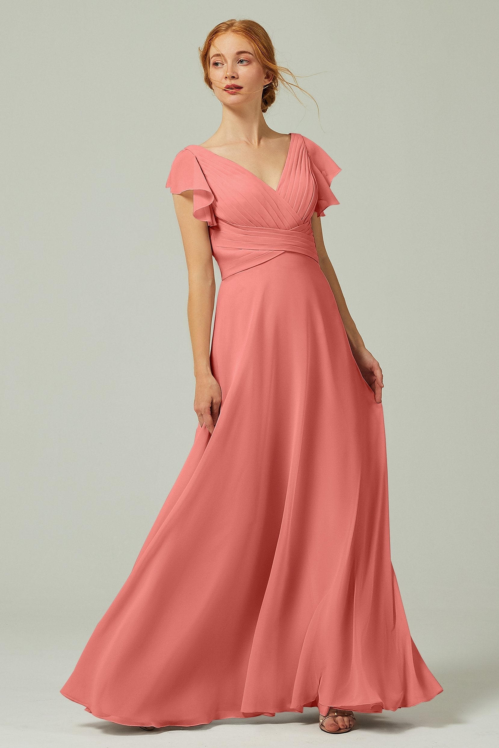 A-Line Floor Length Chiffon Bridesmaid Dress CB0302