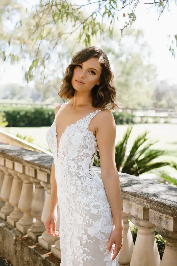 Boho-Inspired Wedding Gown With Cotton Lace #Y12238