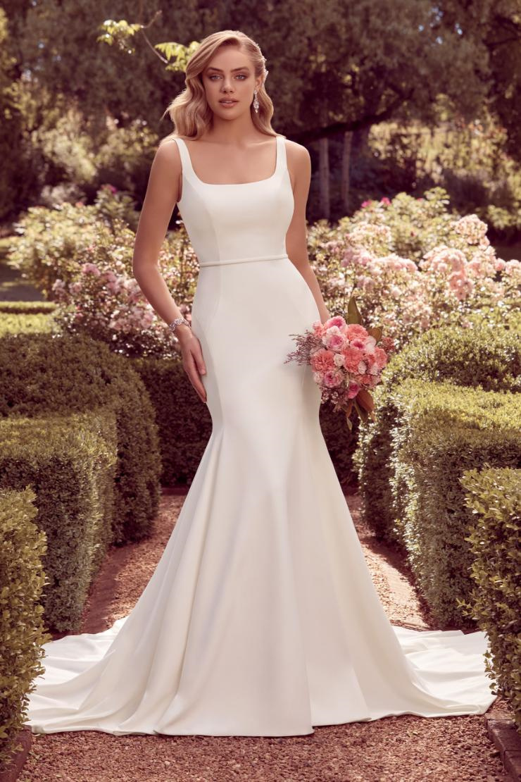 Modern Minimalist Crepe Wedding Dress #Y22175