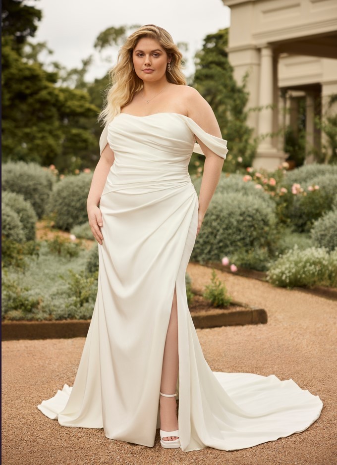 Stunning Crepe Wedding Dress With Flattering Fit And Skirt Split LLOYD | STYLE Y3132