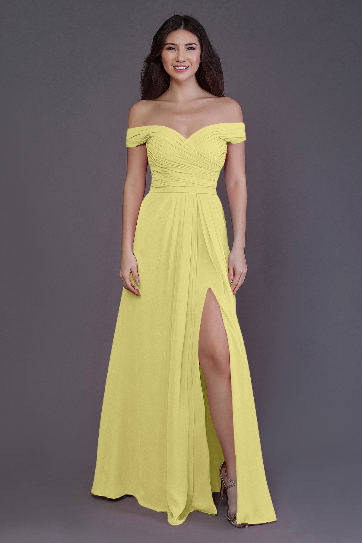 Sheath-Column Floor Length Chiffon Bridesmaid Dress PR3536