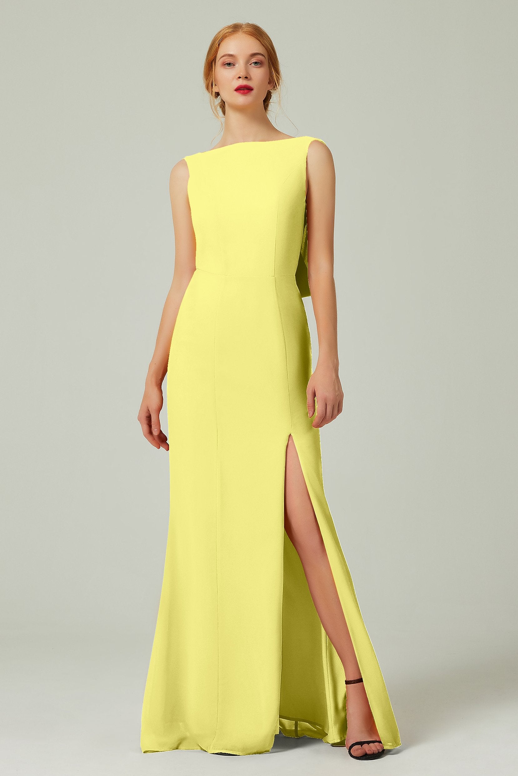 Sheath-Column Sweep-Brush Chiffon Bridesmaid Dress Formal Dresses CB0310