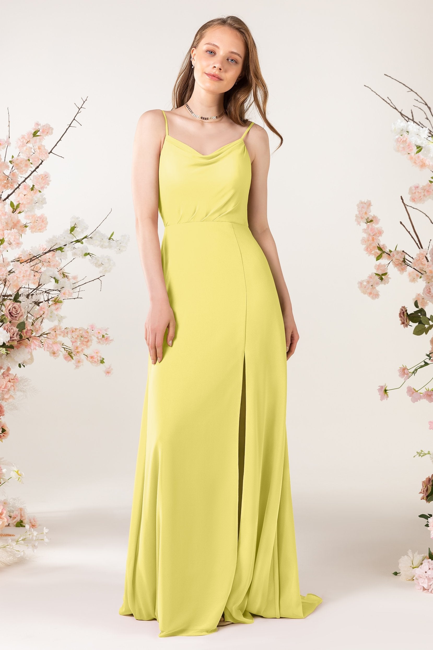 Sheath Sweep-Brush Train Chiffon Bridesmaid Dress CB0457