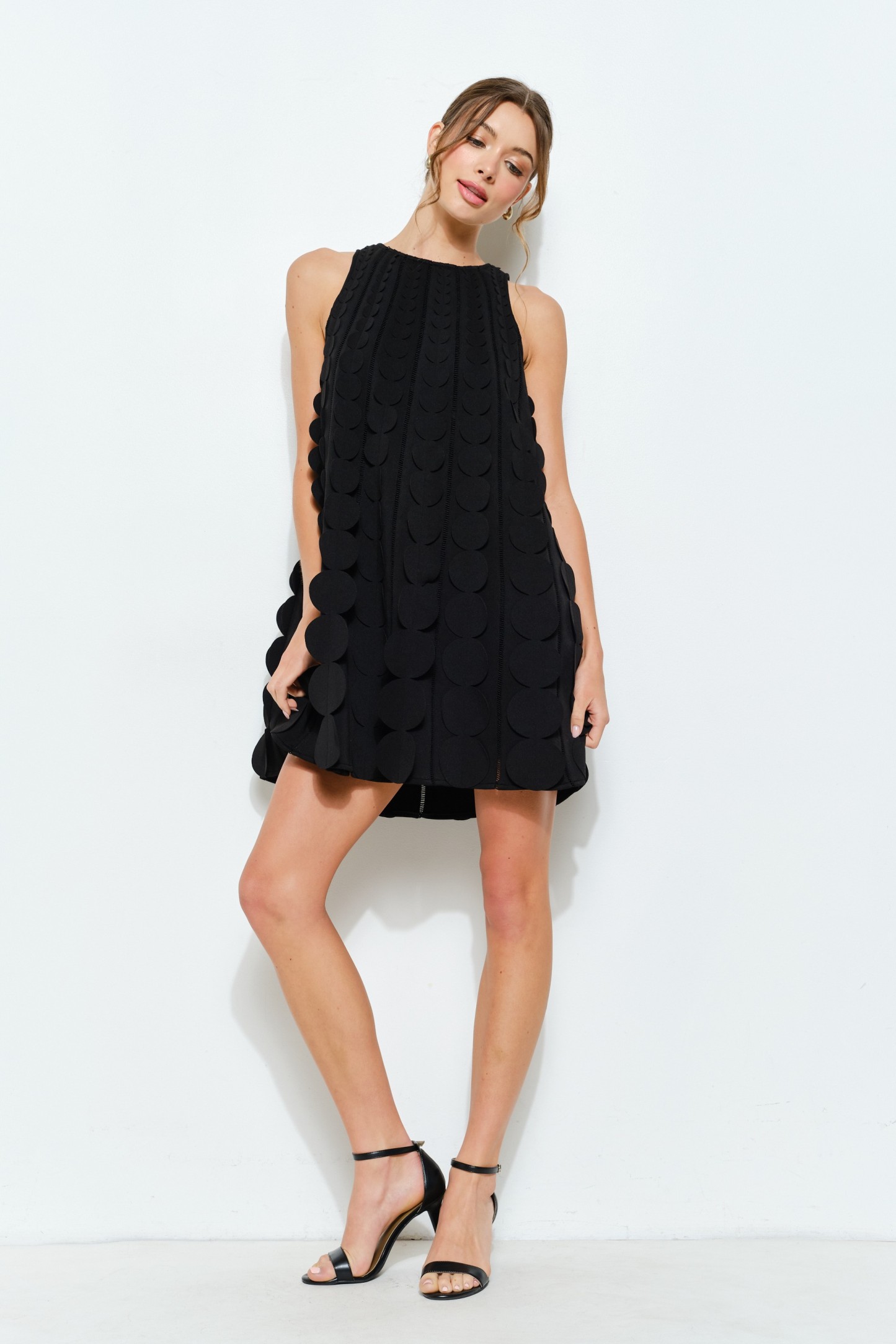 3D Circle Applique A-line Mini Dress #23697258