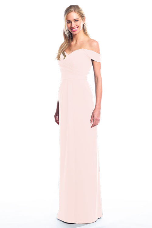 BARI JAY STYLE 2077 Off The Shoulder Bridesmaid Dress with pleated skirt