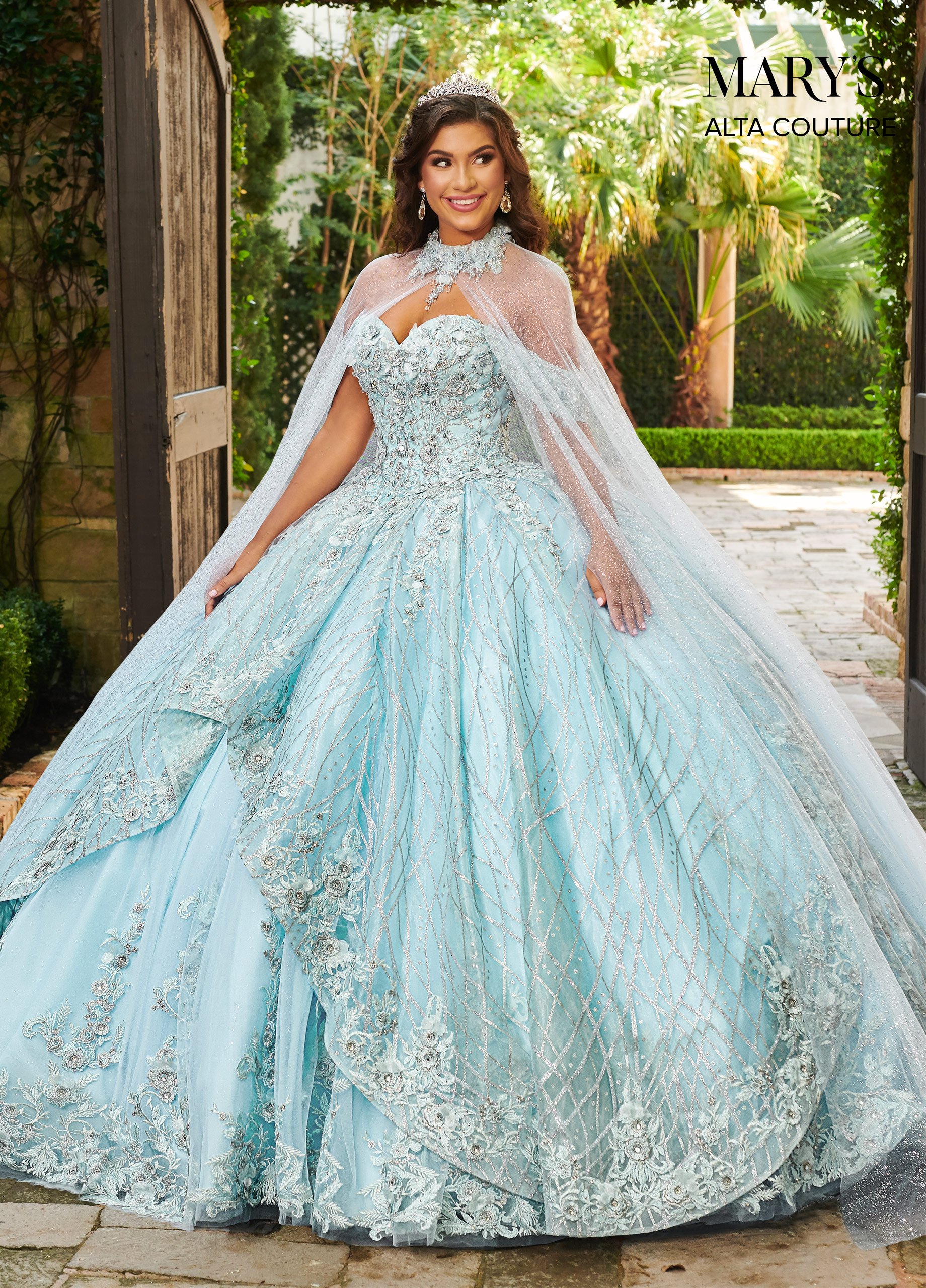 Strapless Glitter And Embroidery Applique Ball Gown #MQ3061