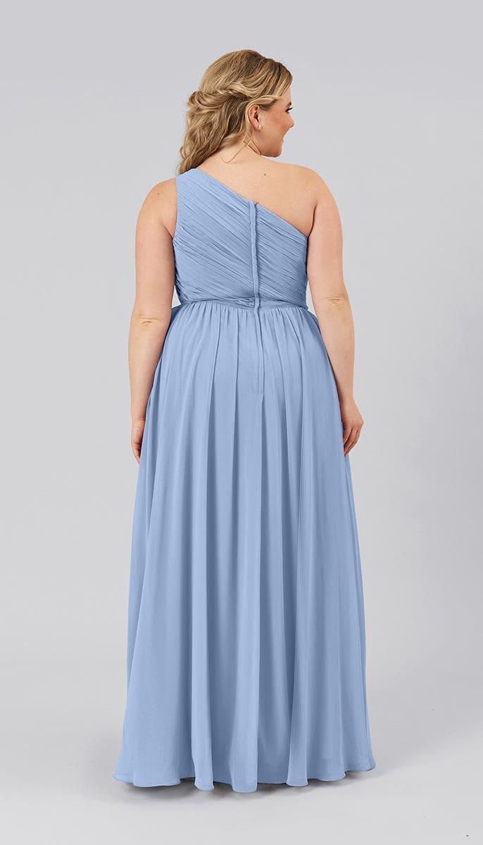 Modern A-Line One Shoulder Ruched Strap Bridesmaid Dress With Pockets