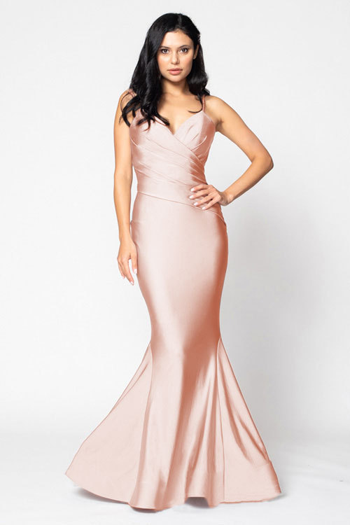 BARI JAY STYLE 2204 Mermaid V-Neck Lux Stretch Bridesmaid Dress
