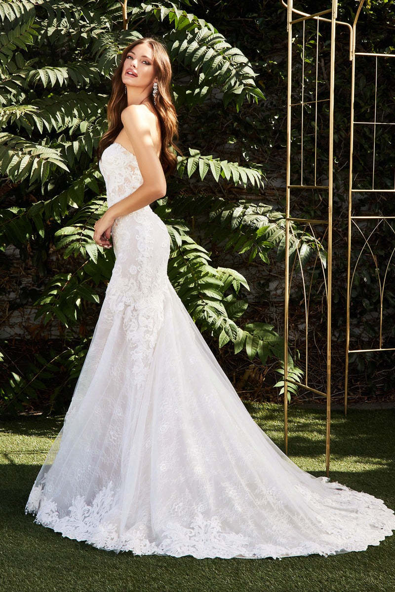 Mermaid Corset Bodice Lace Scallops Bridal Gown #CD928