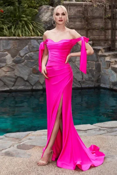 Curve Fitted off-the-shoulder Stretch Jersey Gown #CD943C