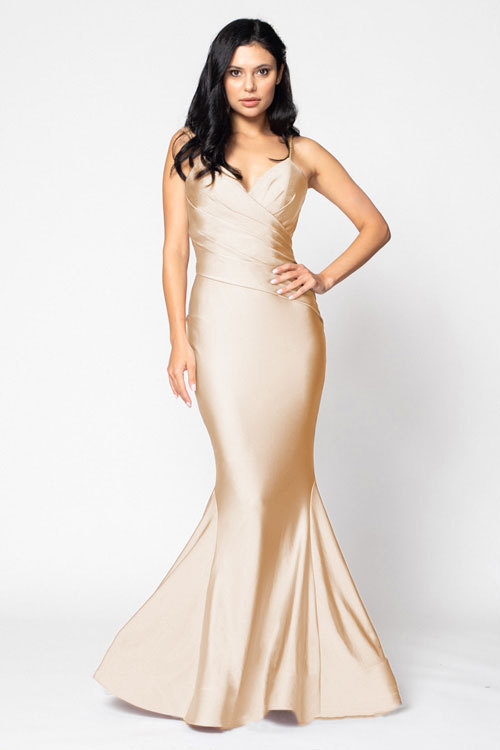 BARI JAY STYLE 2204 Mermaid V-Neck Lux Stretch Bridesmaid Dress