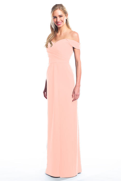 BARI JAY STYLE 2077 Off The Shoulder Bridesmaid Dress with pleated skirt