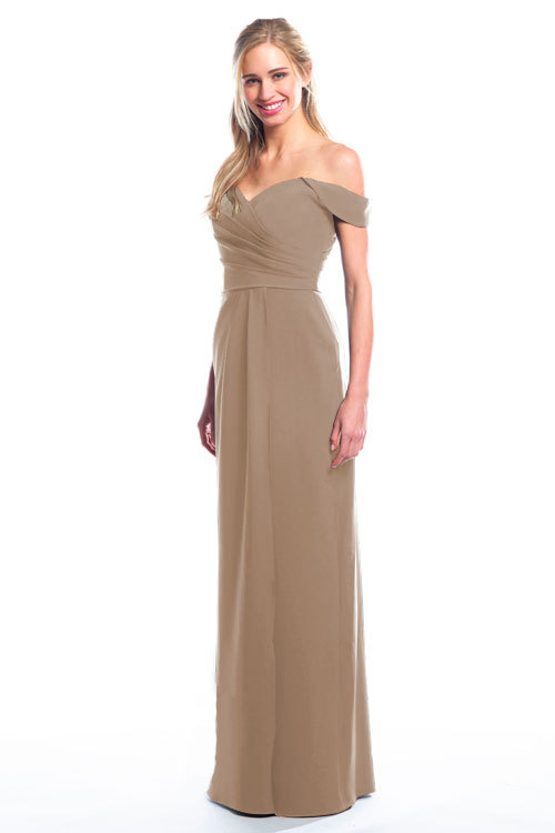BARI JAY STYLE 2077 Off The Shoulder Bridesmaid Dress with pleated skirt