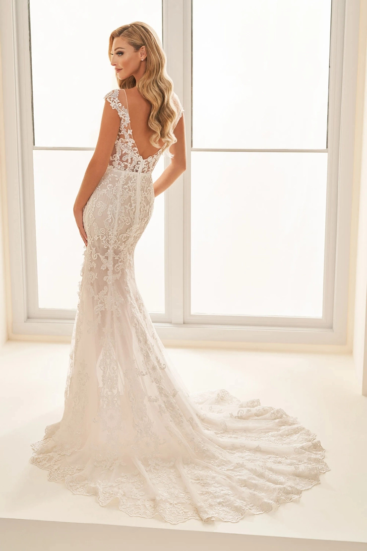 Elegant Fit and Flare Plunging Sweetheart Lace Appliques Wedding Dress #E2521