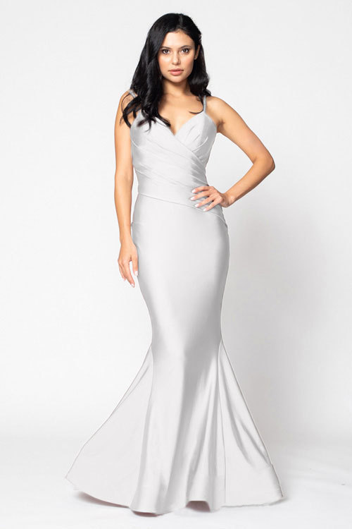 BARI JAY STYLE 2204 Mermaid V-Neck Lux Stretch Bridesmaid Dress