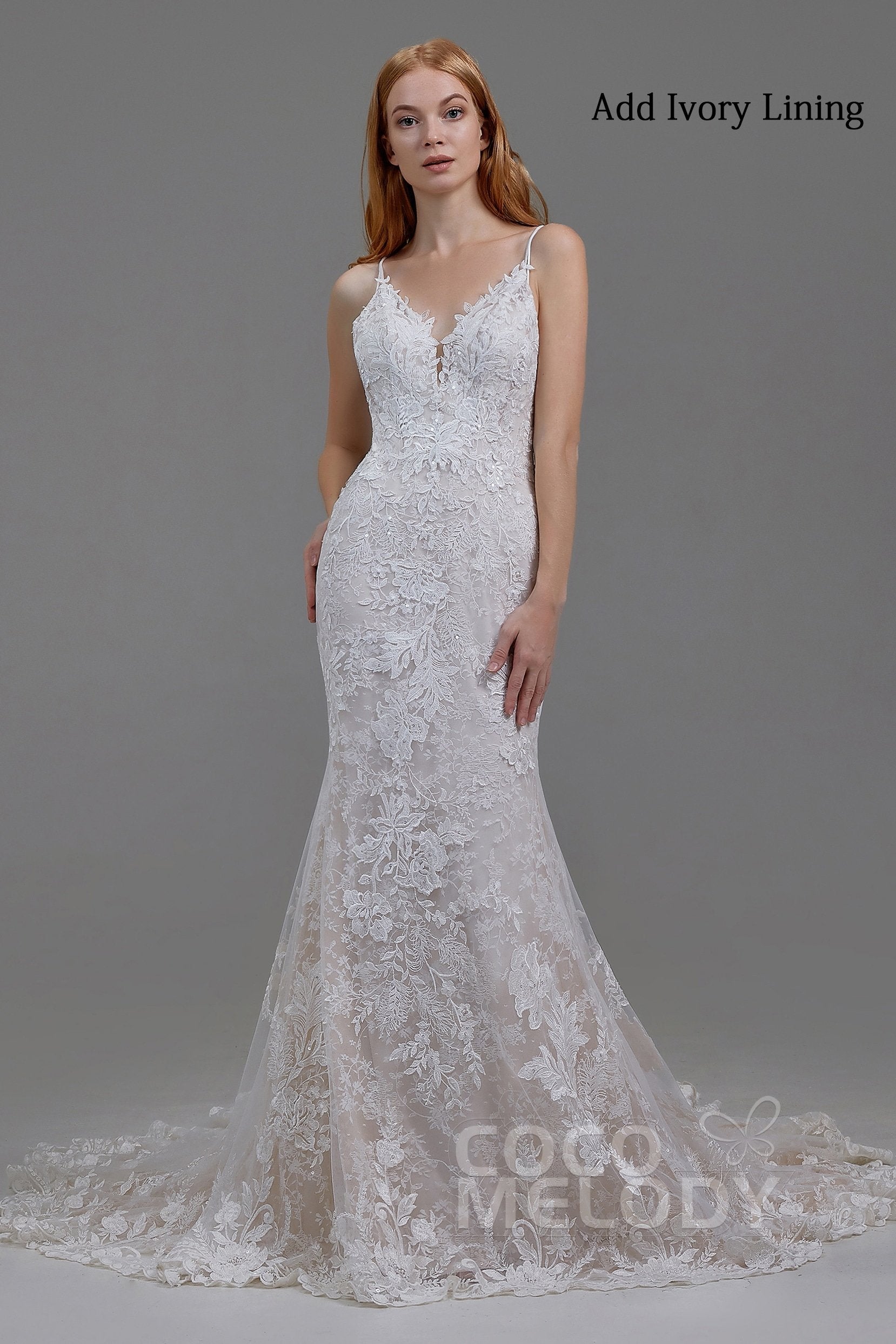 Trumpet-Mermaid Chapel Train Tulle Lace Wedding Dress